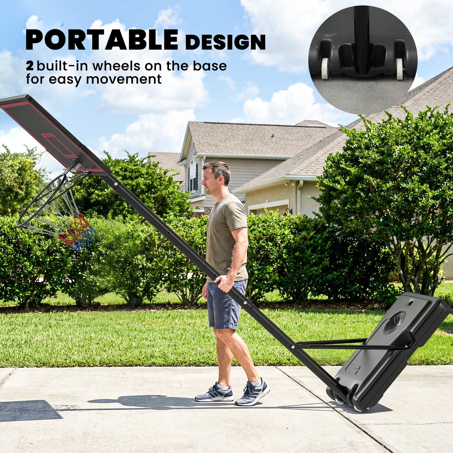 Panier de basketball réglable extérieur avec roues