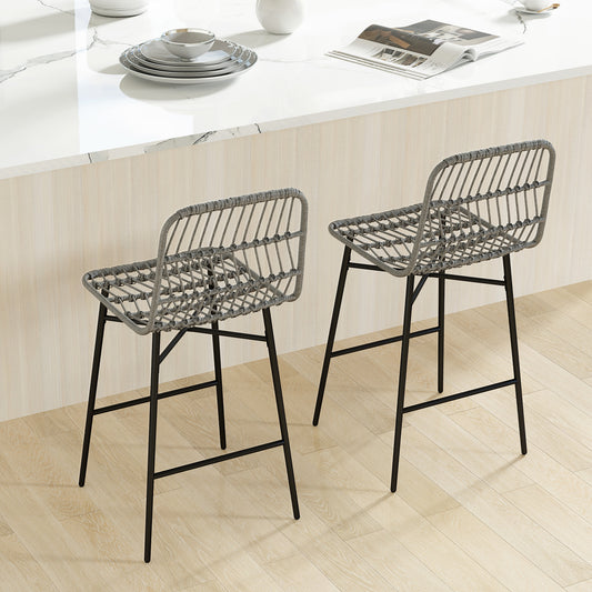 Tabourets de comptoir en rotin lot de 2