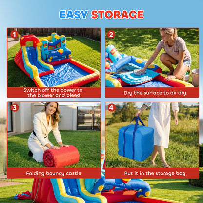 Château gonflable 4 en 1 avec glissade et piscine