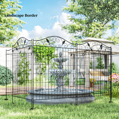 Clôture décorative de jardin 4 panneaux acier style vigne