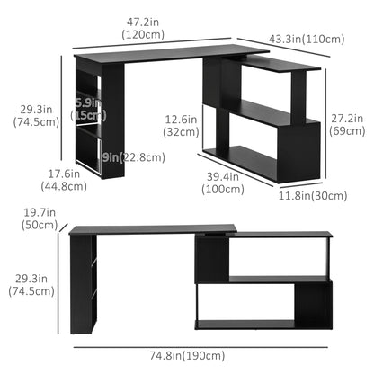 Bureau en L rotatif 360° avec rangement