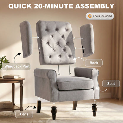 Fauteuil d'accent capitonné à dossier ailé en polyester