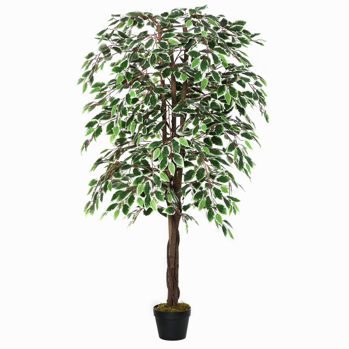 Ficus artificiel réaliste en pot — Vert