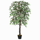 Ficus artificiel réaliste en pot — Vert