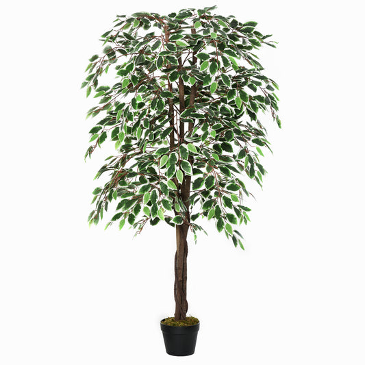 Ficus artificiel réaliste en pot — Vert