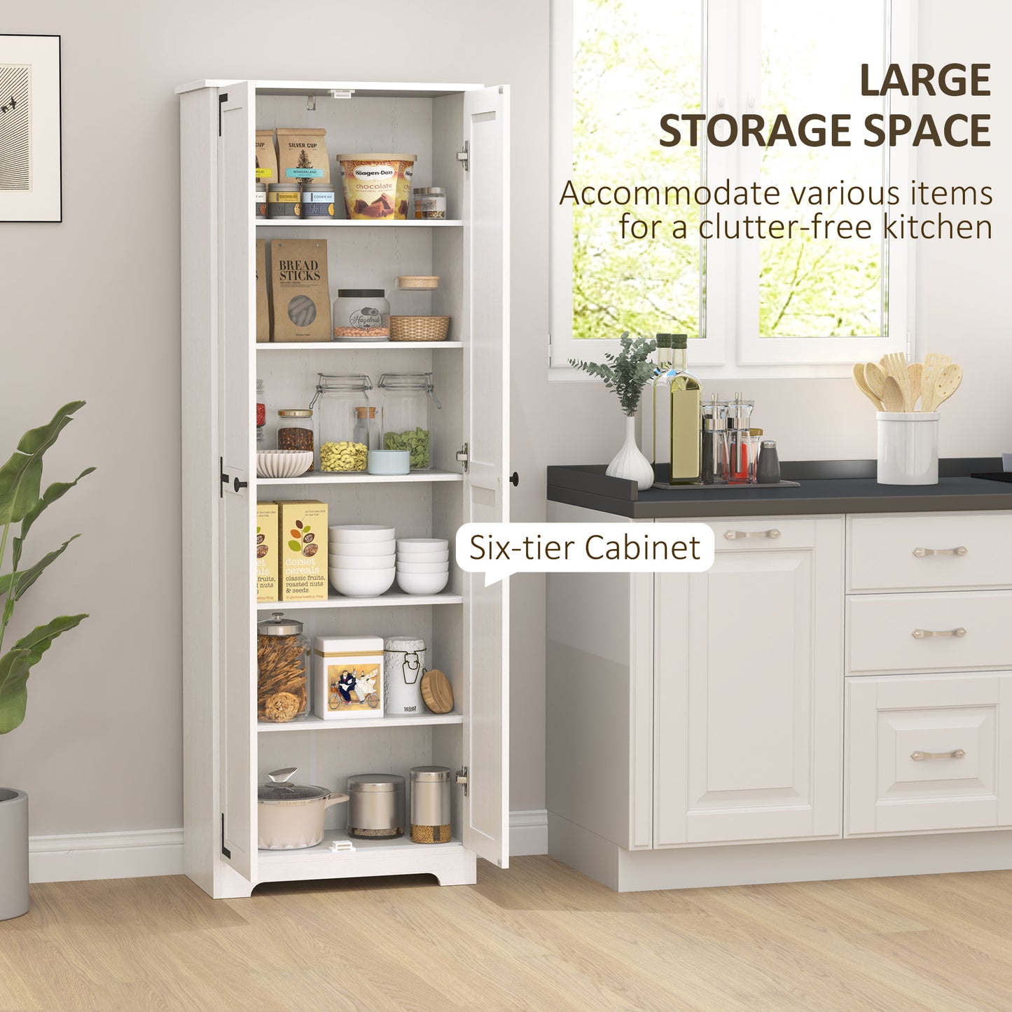 Armoire-garde-manger rustique 6 niveaux 2 portes