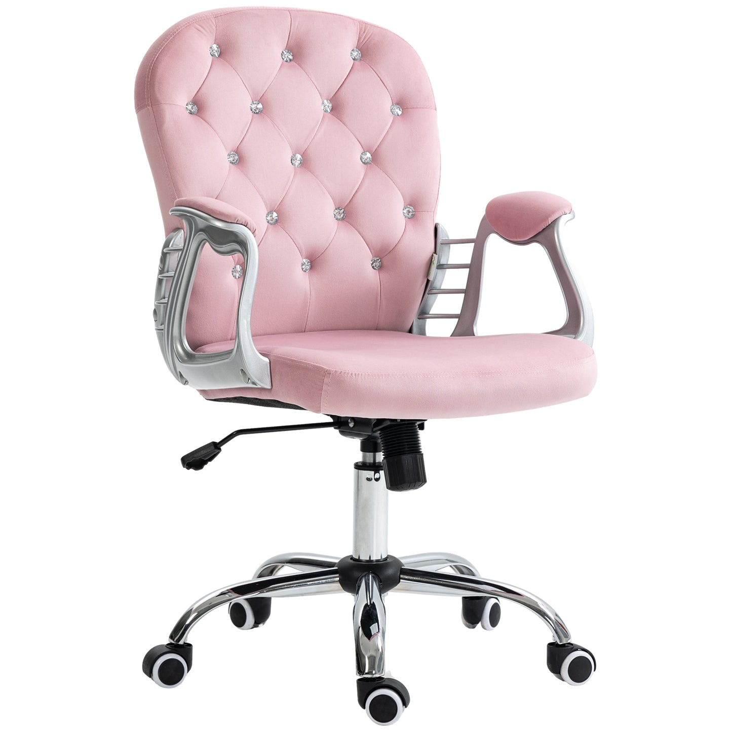 Chaise de bureau capitonnée cuir synthétique cristaux décoratifs