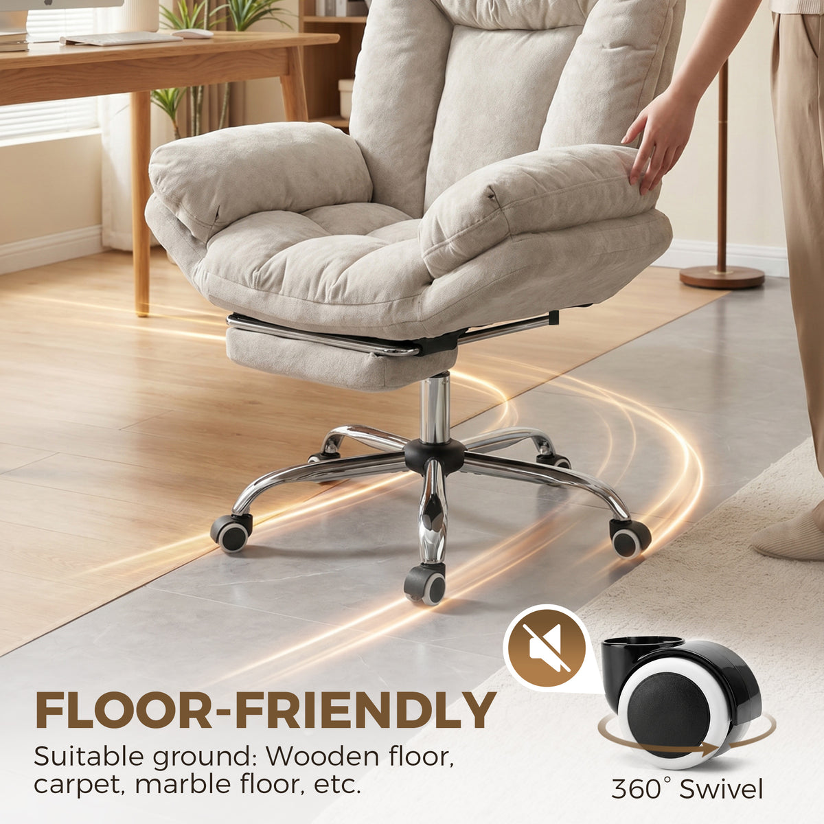 Chaise de bureau criss-cross grand confort avec repose-pieds