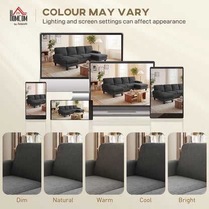 Sofa sectionnel en U avec double chaise en velours côtelé
