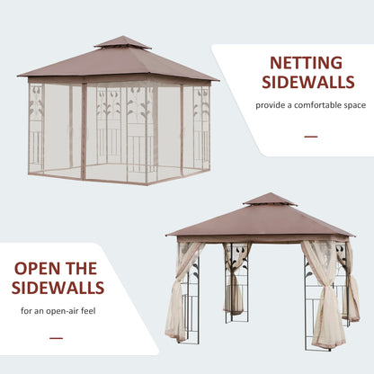 Gazebo de patio toit double 3x3 m acier