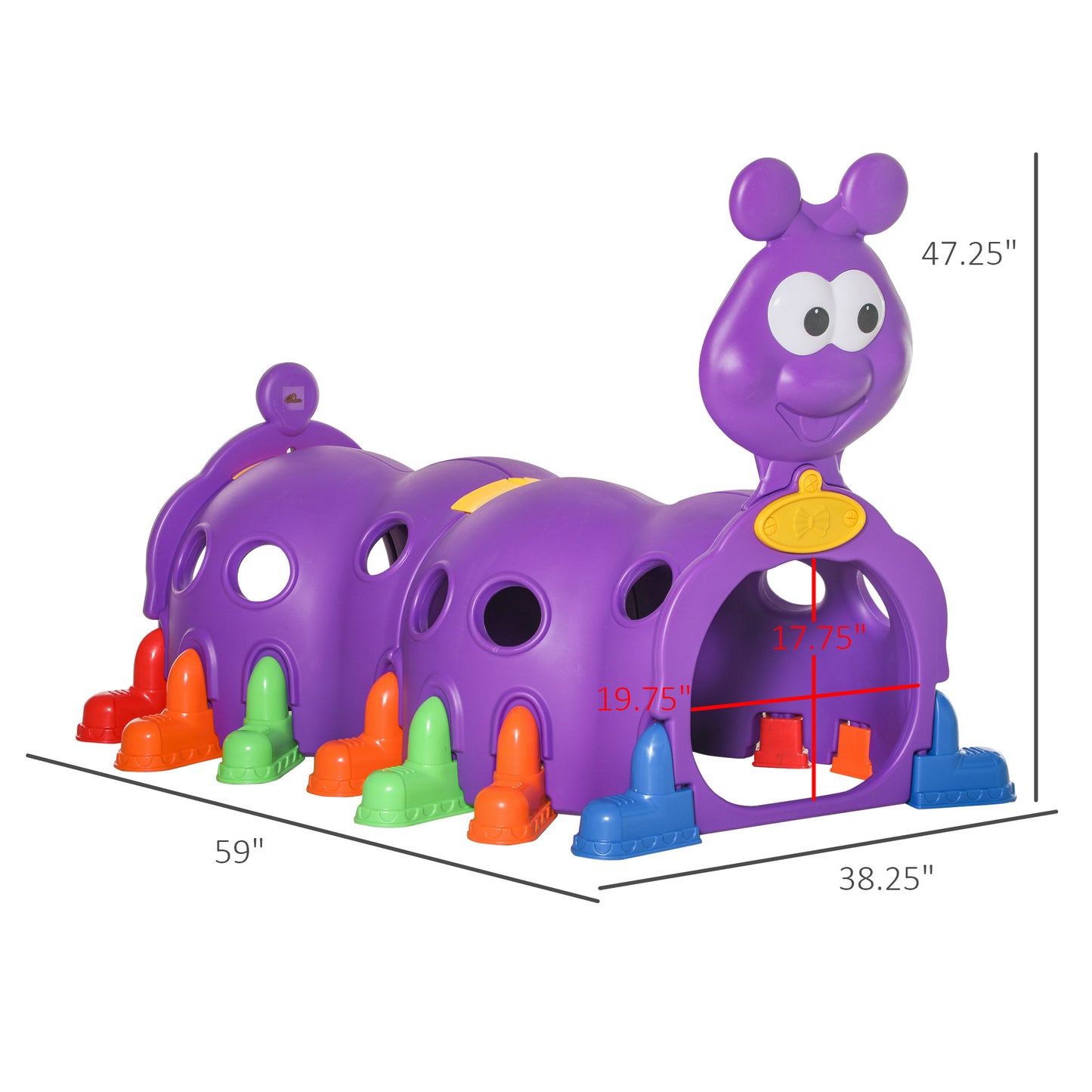 Tunnel de jeu chenille pour enfants 3-6 ans