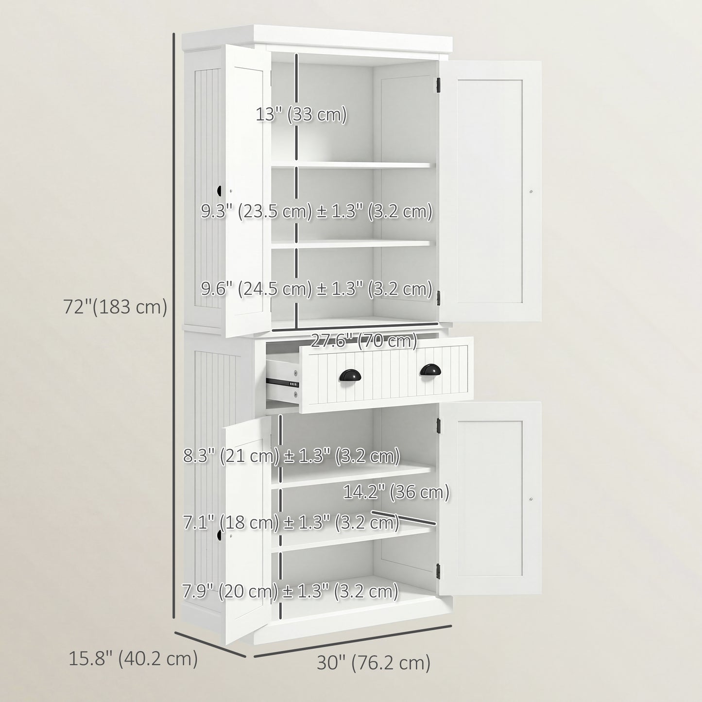 Armoire-garde-manger cuisine 6 niveaux avec tiroir