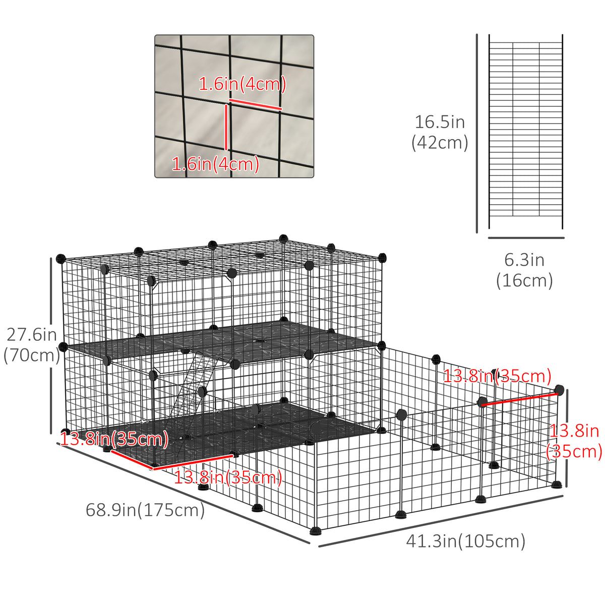 Parc pour petits animaux modulable 46 panneaux