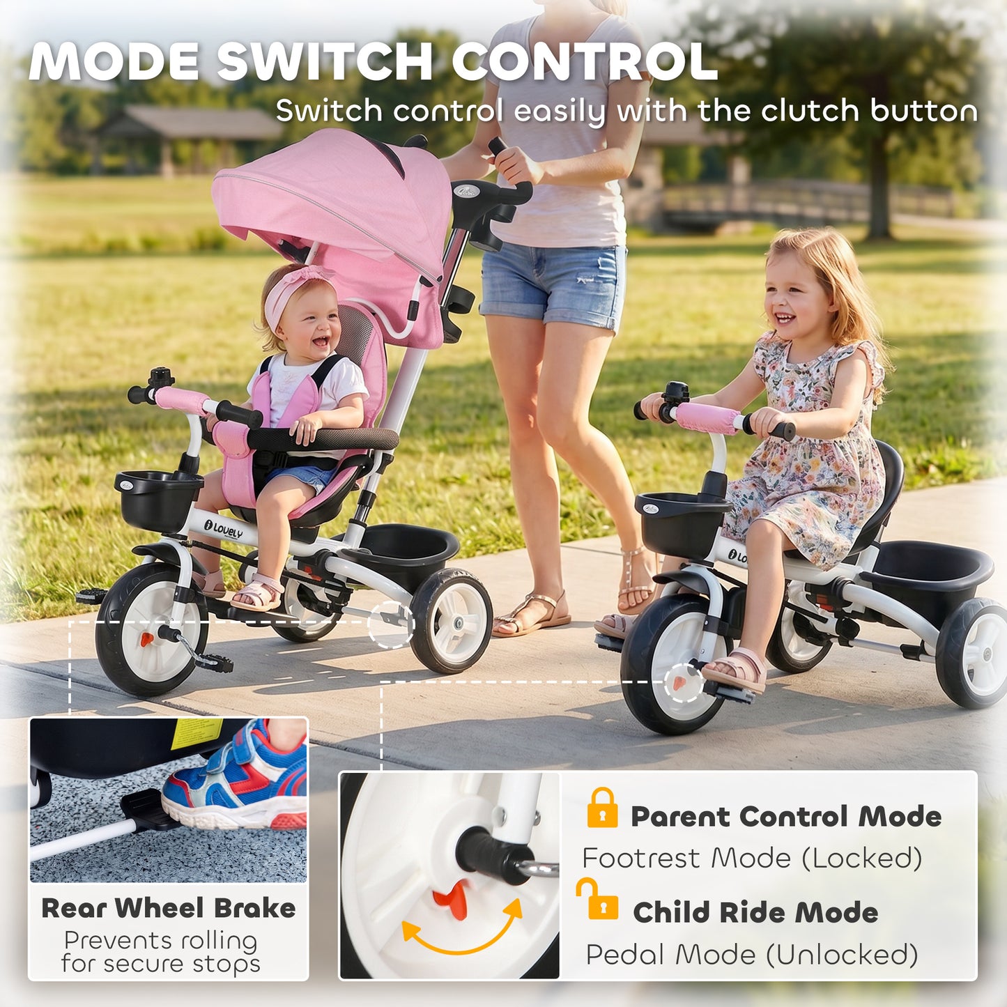Tricycle évolutif 6-en-1 pour tout-petits avec auvent
