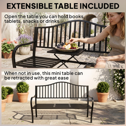 Banc de patio avec table rétractable — noir