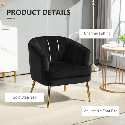 Fauteuil d'accent moderne avec pieds dorés en métal