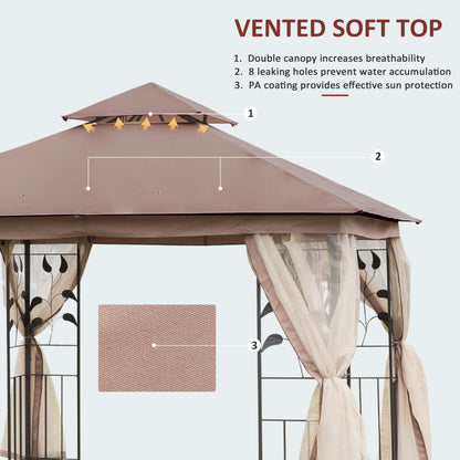 Gazebo de patio toit double 3x3 m acier