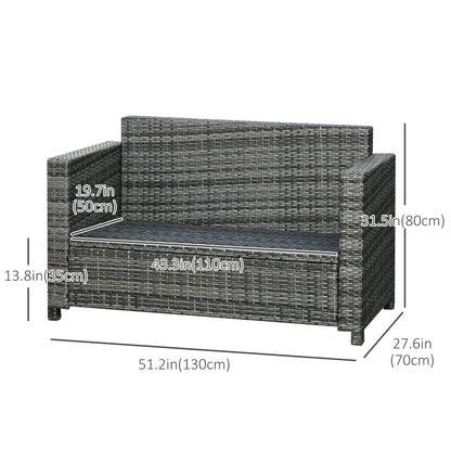 Causeuse de patio 2 places en rotin avec coussins