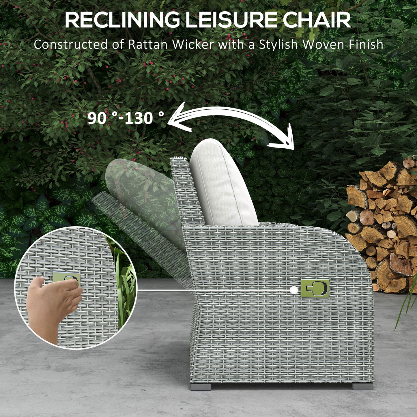 Salon de patio 6 pièces rotin avec fauteuils inclinables