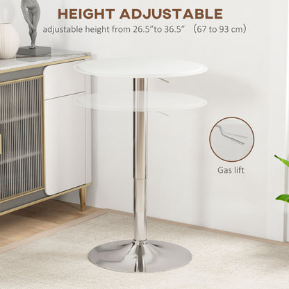 Table de bar ronde hauteur ajustable dessus simili cuir