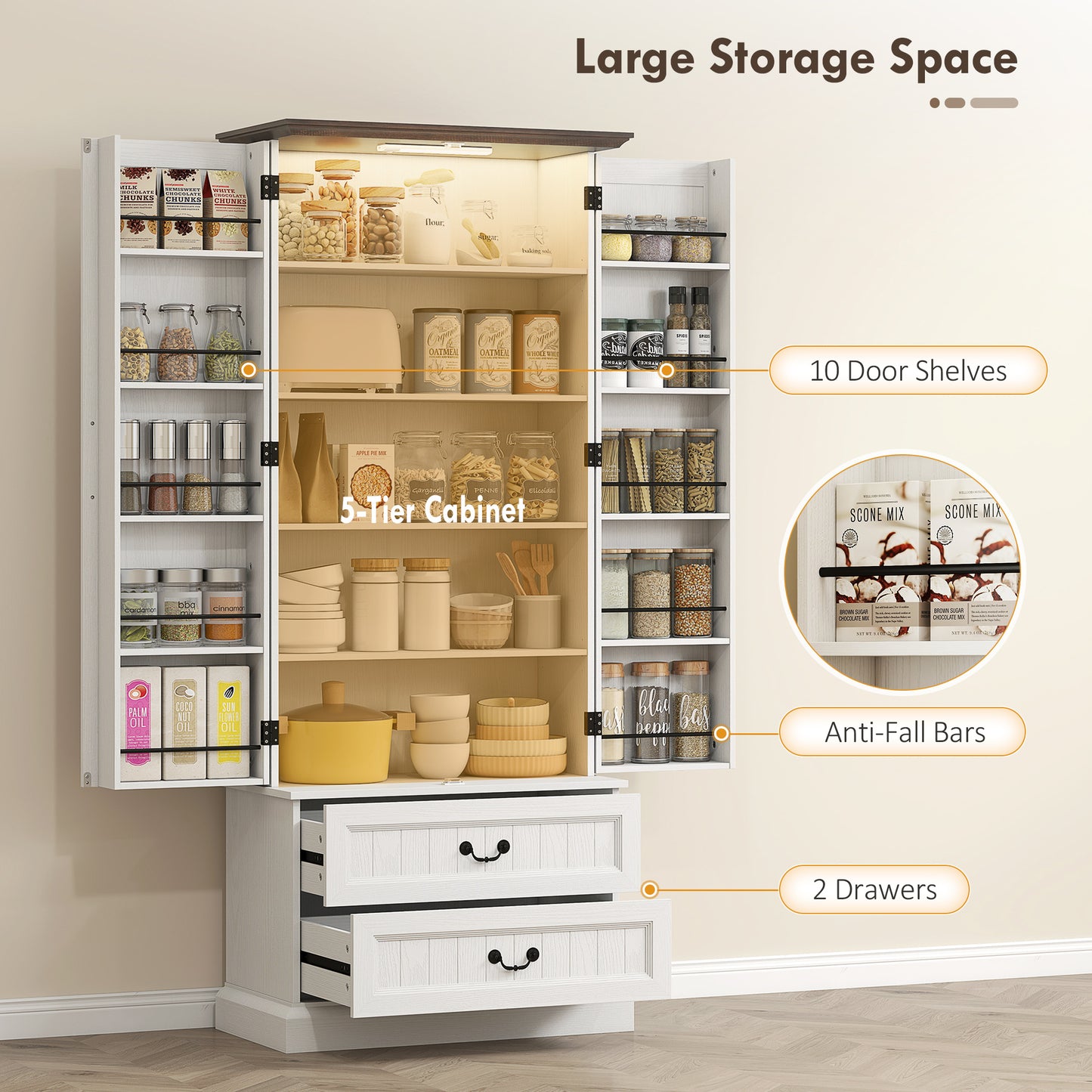 Armoire-buffet de cuisine avec lumière DEL capteur