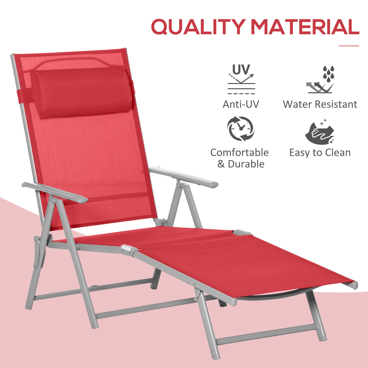 Chaise longue pliante réglable en acier — 7 positions