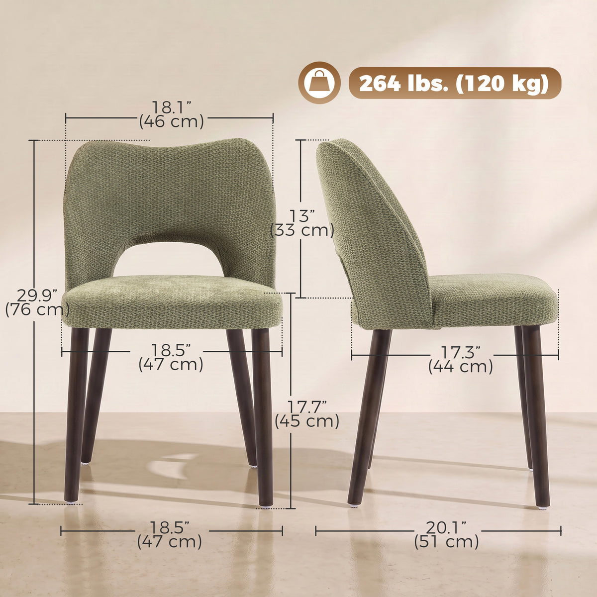 Ensemble de 4 chaises de salle à manger rembourrées