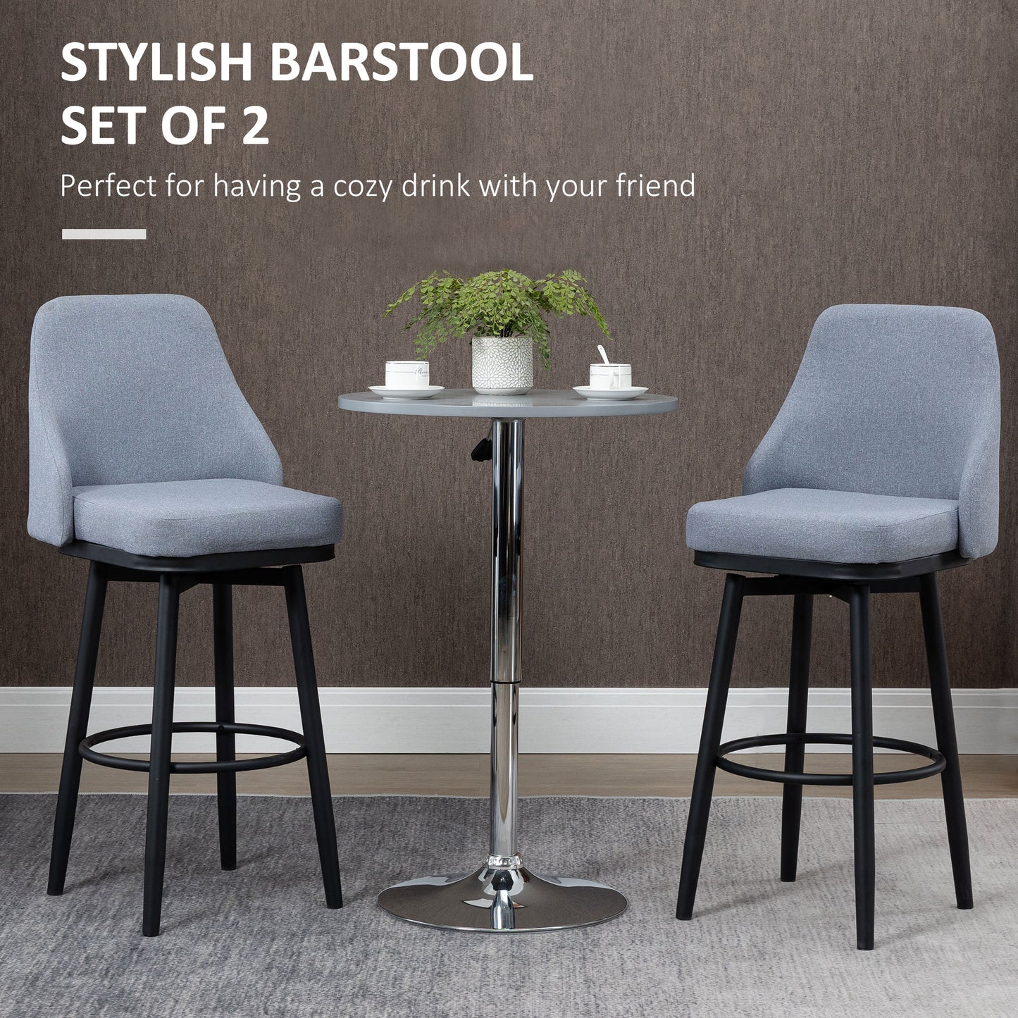 Tabourets de bar pivotants ensemble de 2 extra hauts