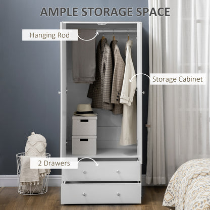 Armoire 2 portes 2 tiroirs 180 cm — Noyer
