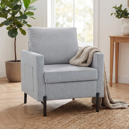 Fauteuil d'appoint rembourré avec poches latérales