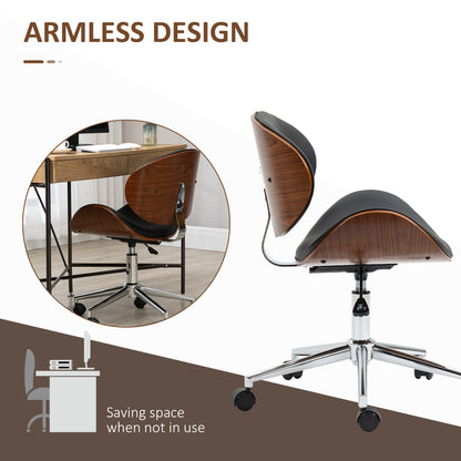Chaise de bureau pivotante simili-cuir et bois courbé