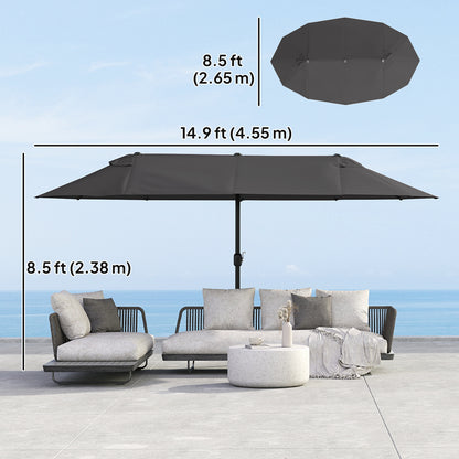 Parasol double face 4,6m avec manivelle acier