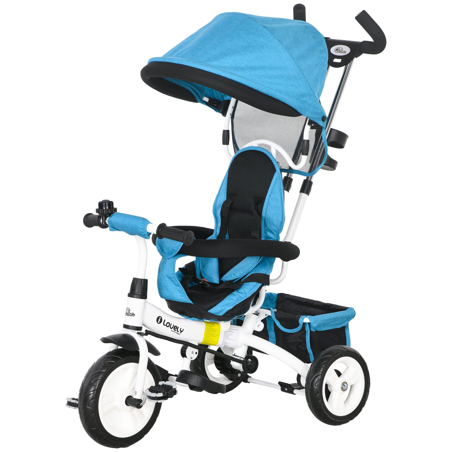 Tricycle 6-en-1 pour tout-petits avec panier et harnais