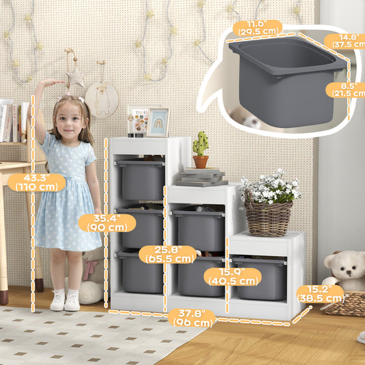 Bibliothèque rangement jouets enfants 3 niveaux 6 bacs
