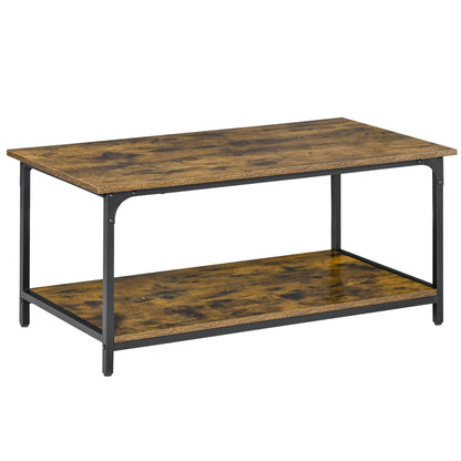 Table basse industrielle avec étagère de rangement