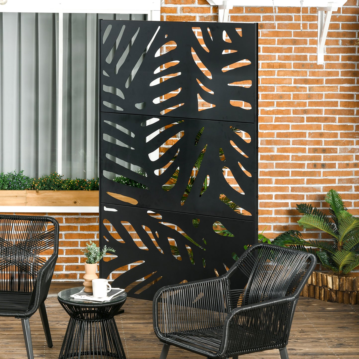 Outsunny Privacy Screen - Willow Style Outdoor Decorative Panel