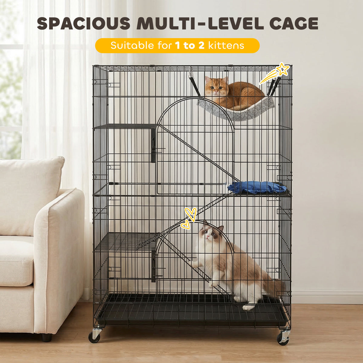 Grande cage pour chats à 4 niveaux