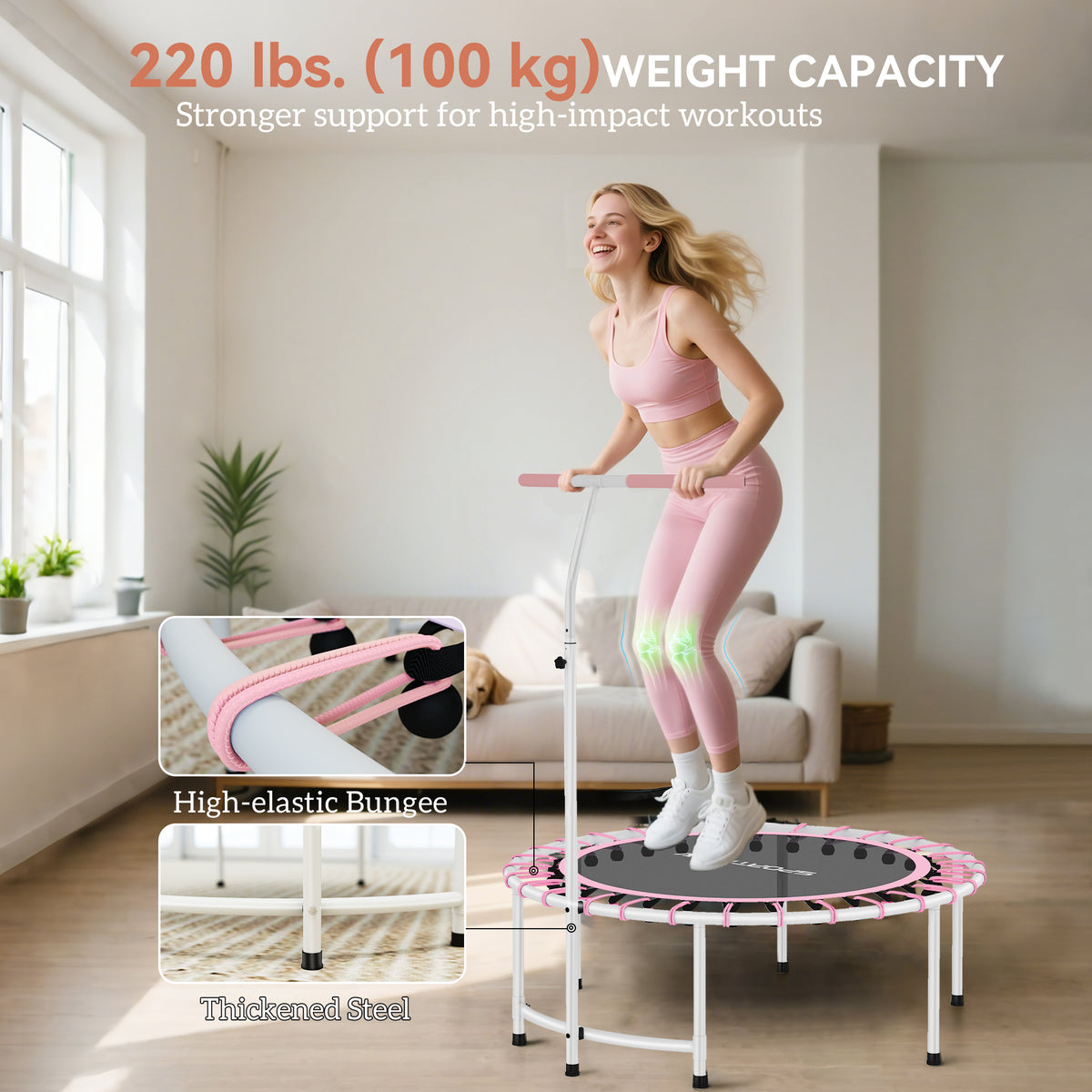 Trampoline de fitness 101 cm poignée ajustable
