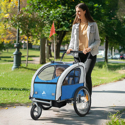 Remorque vélo enfants 2-en-1 avec poussette pliable