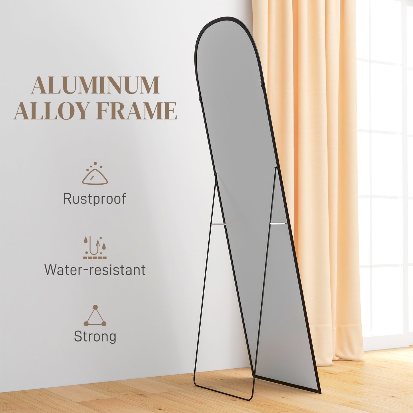 Miroir sur pied arche pleine longueur