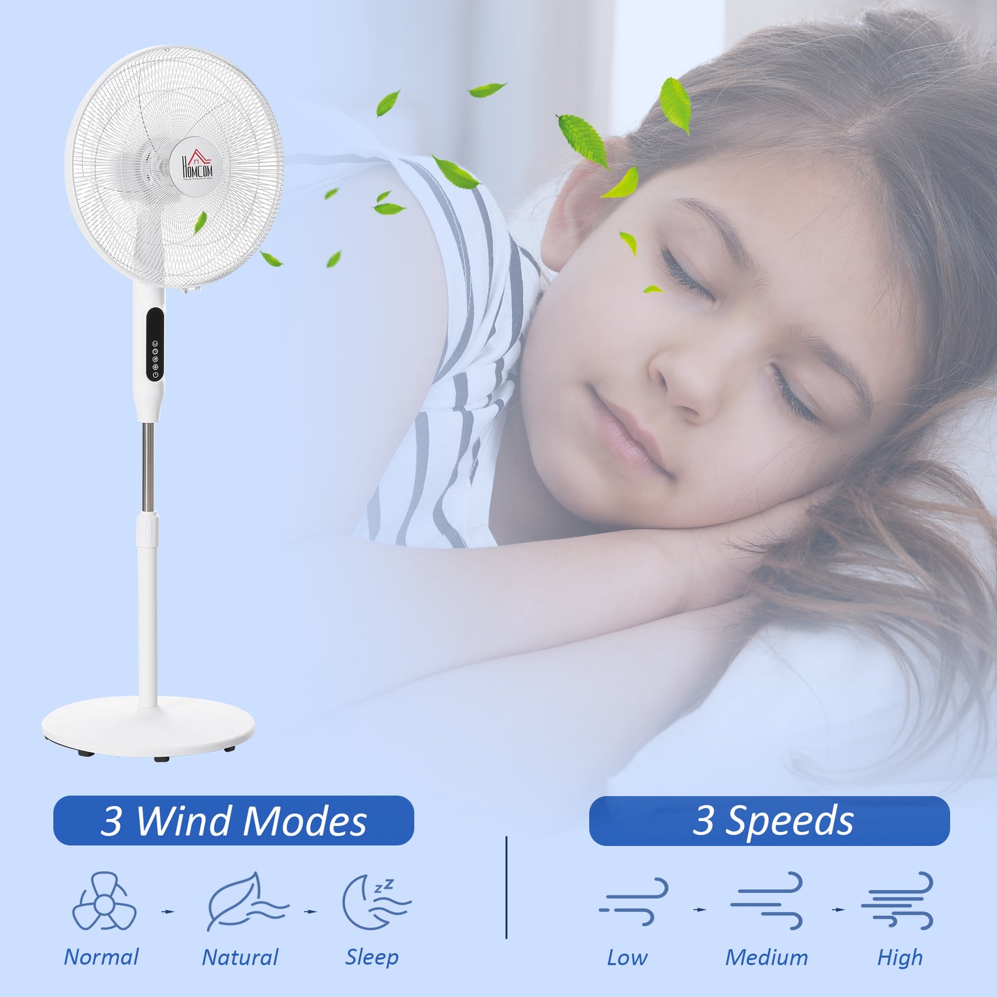 Ventilateur sur pied avec télécommande et minuterie
