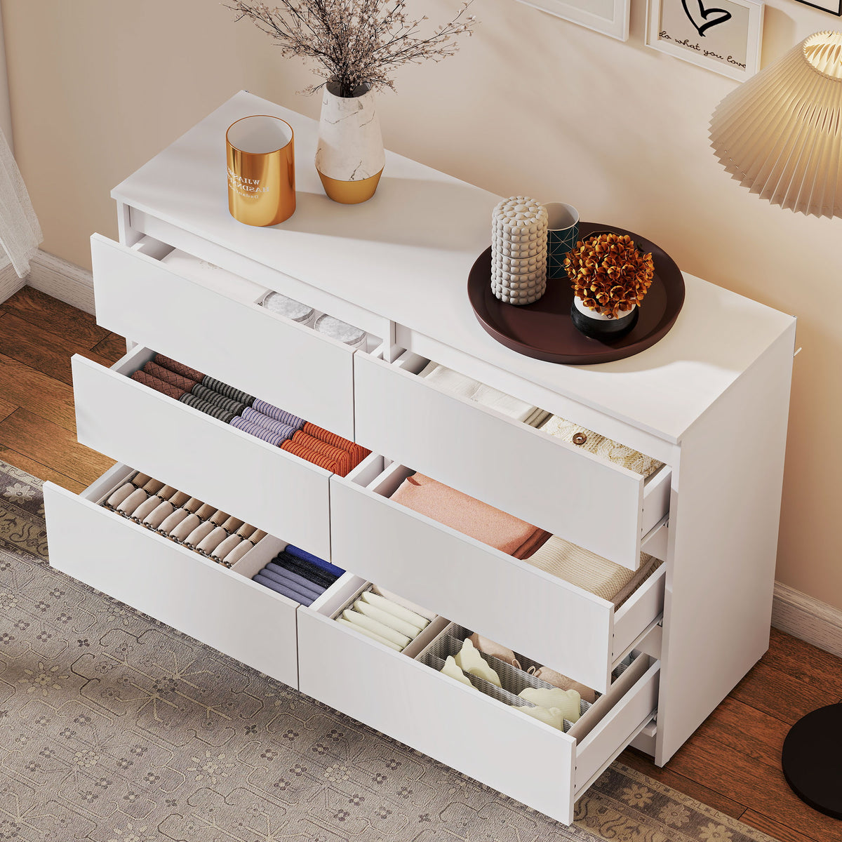 Commode moderne six tiroirs pour chambre et salon