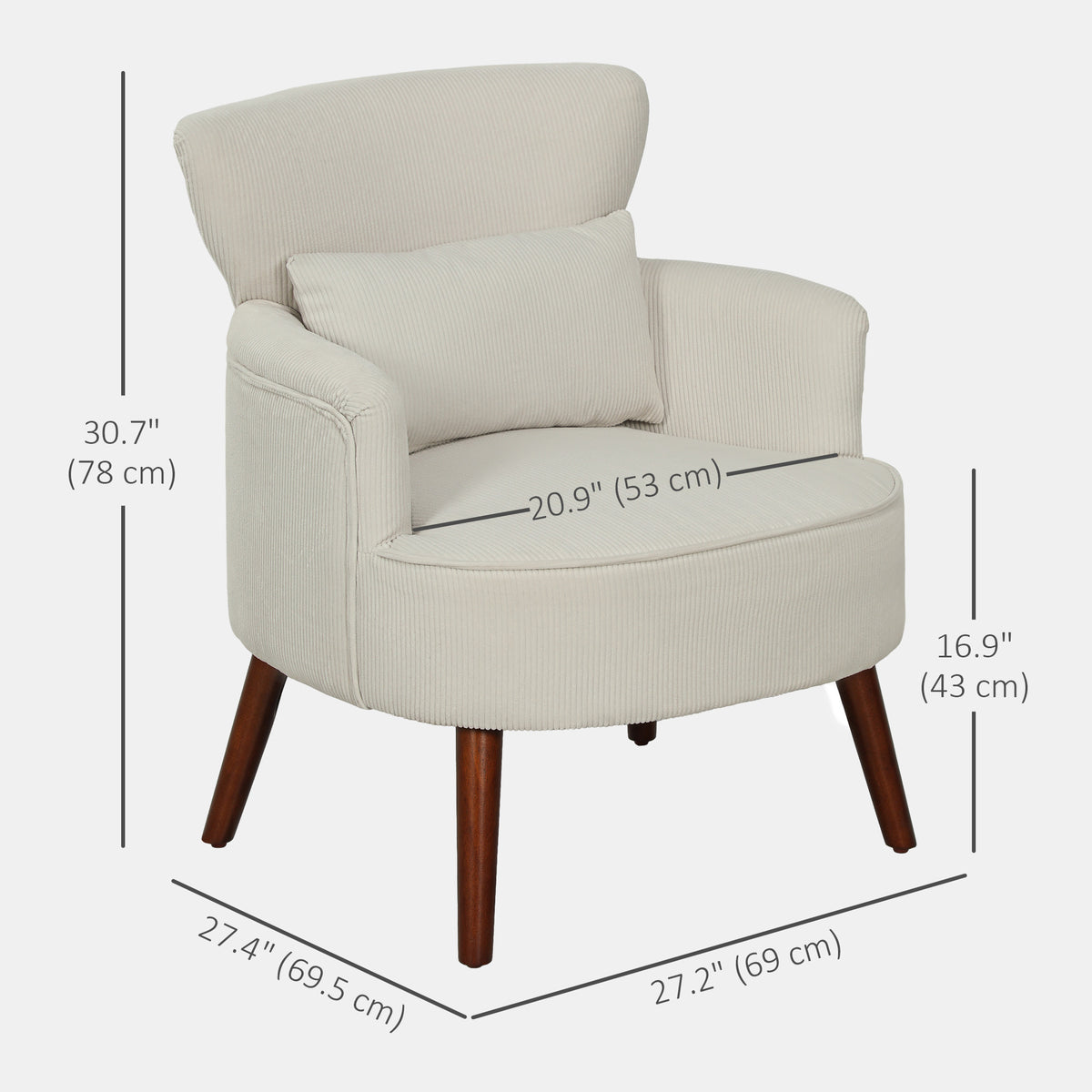 Fauteuil d'appoint moderne en velours côtelé