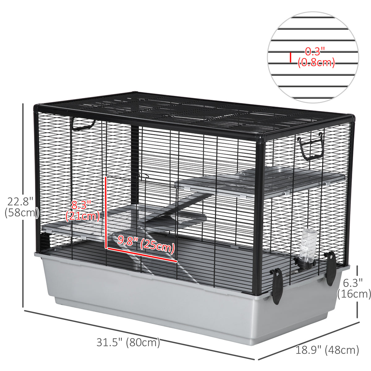 Cage à hamster à 3 niveaux pour petits animaux