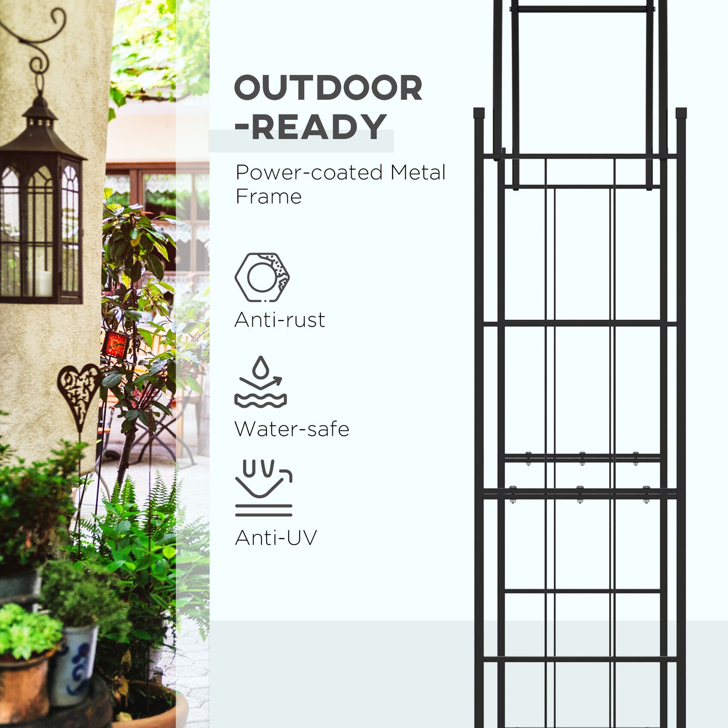 Arche de jardin en acier pour plantes grimpantes