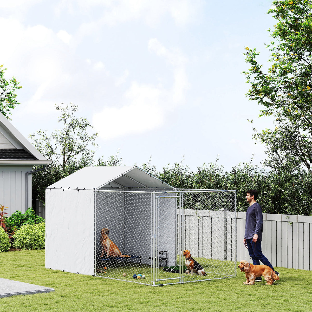 Enclos extérieur pour chien en acier galvanisé