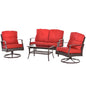 Outsunny 4 Piece Red PE Rattan Patio Set - Sofas + Coffee Table