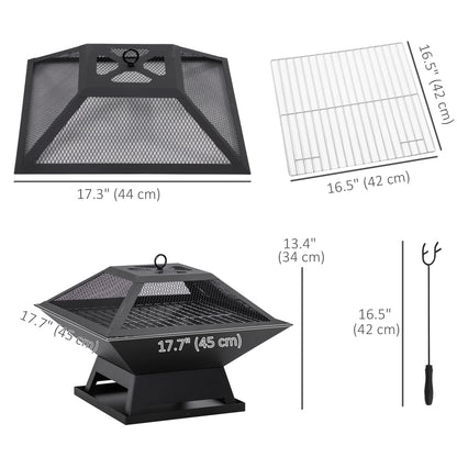Foyer extérieur portable 2-en-1 avec grille BBQ