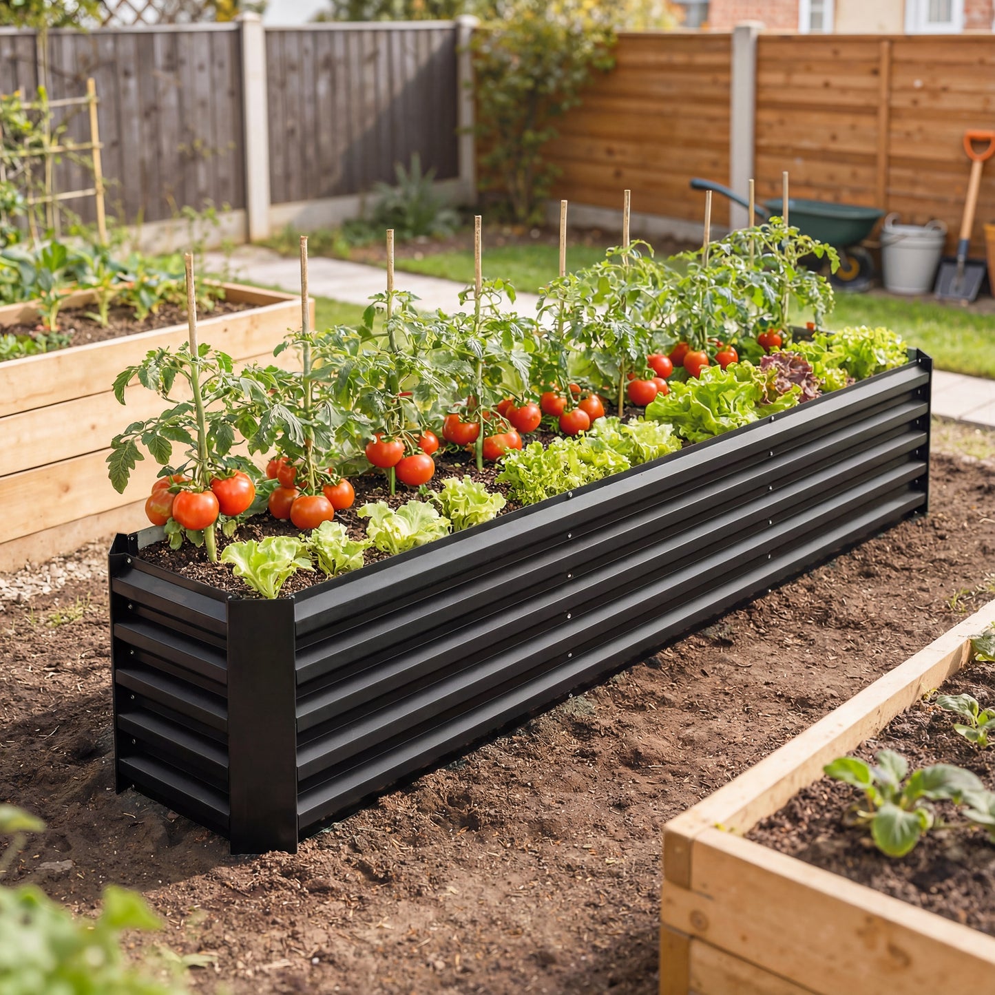 Outsunny Galvanized Raised Garden Bed 240x40x45cm Outdoor Garden