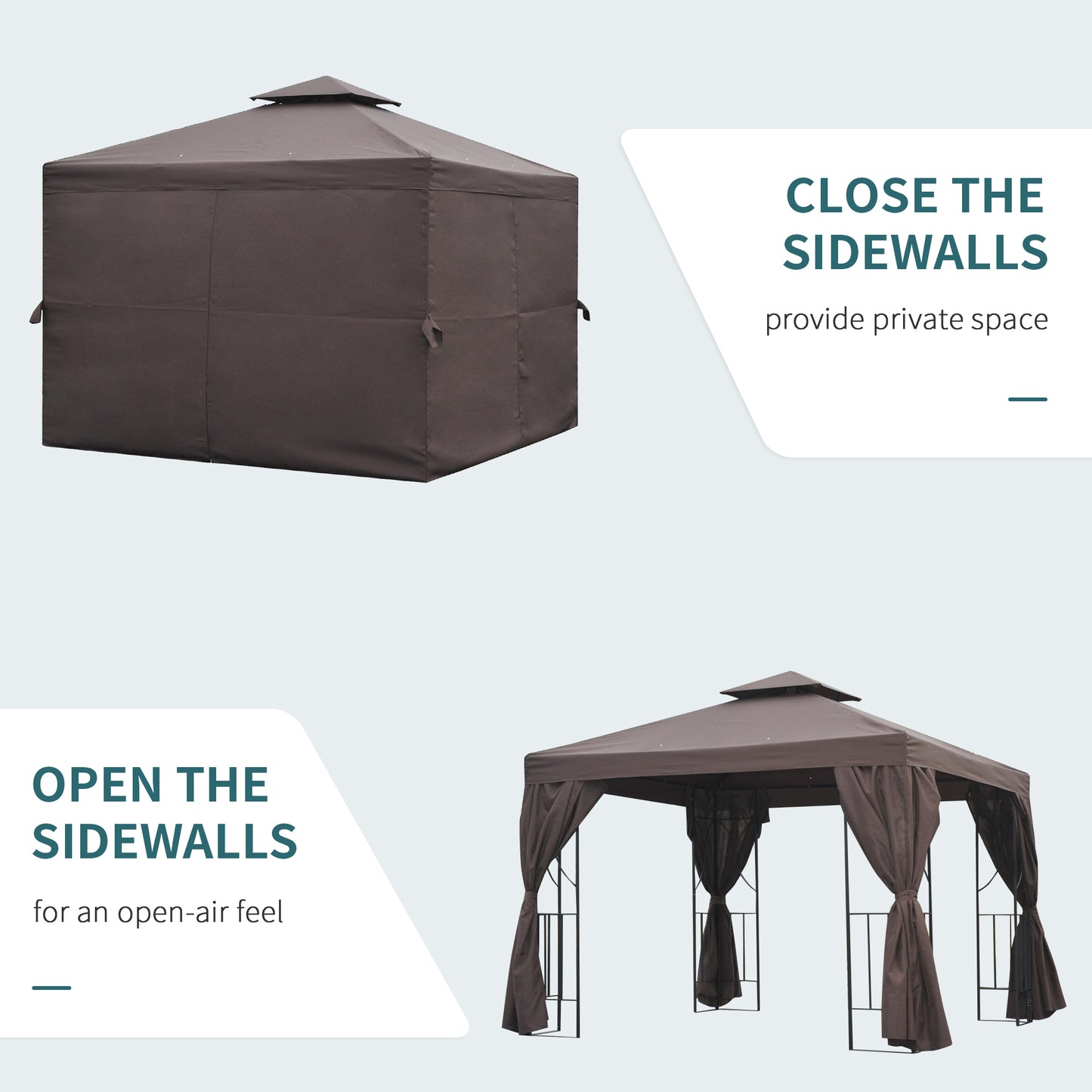 Gazebo de patio toit double 3 x 3 m